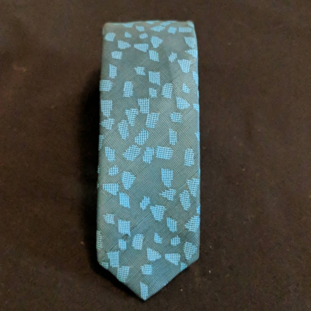 Vintage Mens Skinny Tie, Blue